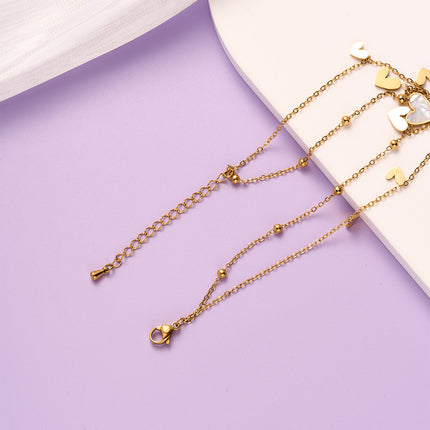 Tobillera Cadena De Acero Al Titanio De 18K Con Corazón De Estilo Ins Clásica De Moda