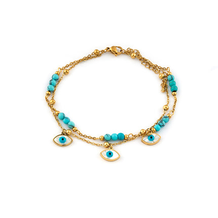 Tobillera De Moda Europea Cadena De Ojos De Diablo De Acero Titanio 18K Clásica