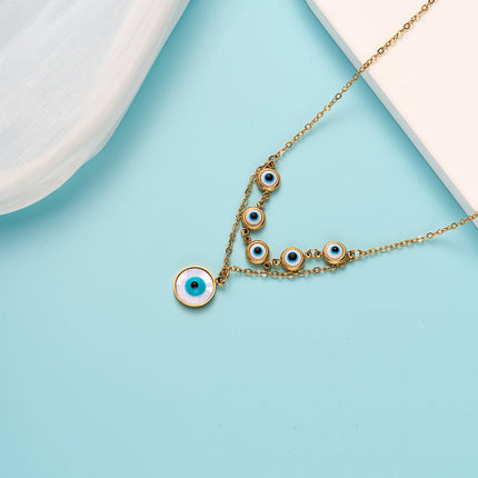 Tobillera Cadena De Ojos De Diablo Clásica En Ins De Acero Al Titanio De 18K De Moda