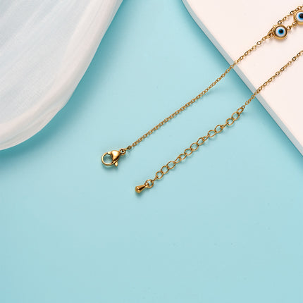 Tobillera Cadena De Ojos De Diablo Clásica En Ins De Acero Al Titanio De 18K De Moda