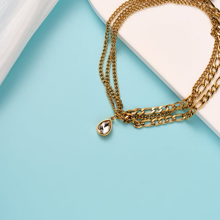Tobillera Clásica Cadena De Acero Al Titanio De 18K Con Múlticapa De Moda