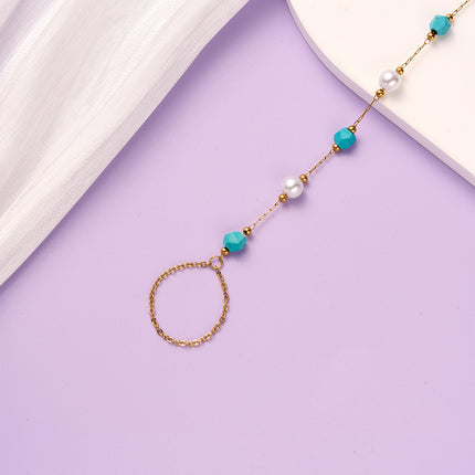 Tobillera Cadena Sencilla De Acero Al Titanio Con Cristal De Zafiro De 18K De Moda
