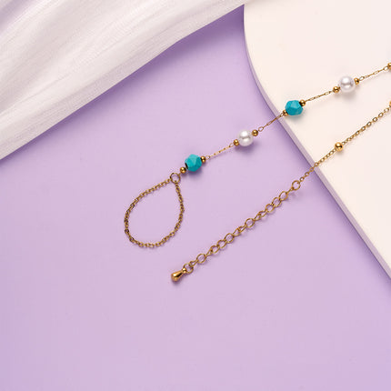 Tobillera Cadena Sencilla De Acero Al Titanio Con Cristal De Zafiro De 18K De Moda
