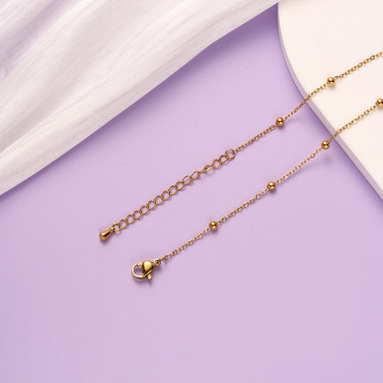 Tobillera Cadena Sencilla De Acero Al Titanio Con Cristal De Zafiro De 18K De Moda
