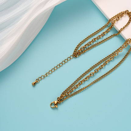 Tobillera Cadena Clásica En Ins De Acero Al Titanio De 18K Con Elemento De Serpiente Multicapa