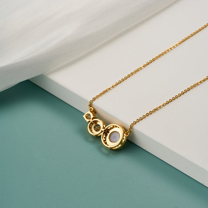 Collar De Lujo Con Colgante Triple Circular, Perla Sintética Y Zirconia