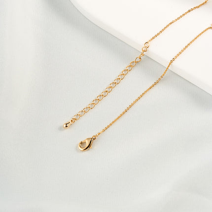 Collar Doble Con Colgante Rectangular De Zirconia Para Mujer, Cobre + Oro 14K