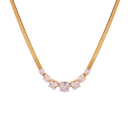 Collar De Acero Inoxidable Con Cadena Dorada Y Dije De Circonia Cúbica