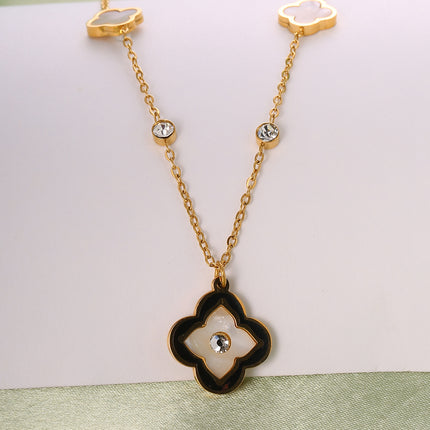 Collar De Acero Inoxidable Dorada En Dije De Flor De Zirconia