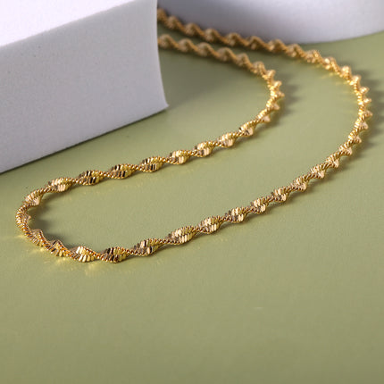 Collar De Clavícula De 14K Con Diseño De Ondas, Estilo Moda Y Elegante
