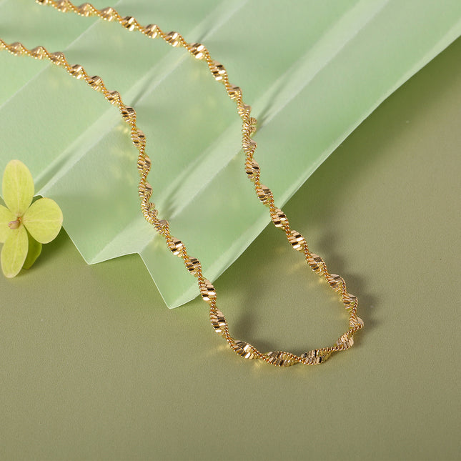 Collar De Clavícula De 14K Con Diseño De Ondas, Estilo Moda Y Elegante