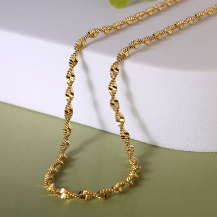 Collar De Clavícula De 14K Con Diseño De Ondas, Estilo Moda Y Elegante