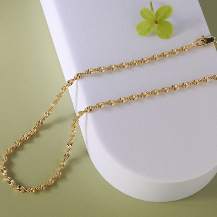 Collar De Clavícula De 14K Con Diseño De Ondas, Estilo Moda Y Elegante
