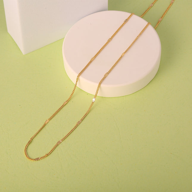 Collar De Moda De Cuerda Chapado en oro 14K Cadena Con Detalles Geométricos