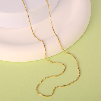 Collar De Cadena De Cuerda Geométrico Cuadrado Chapado En Oro De 14K