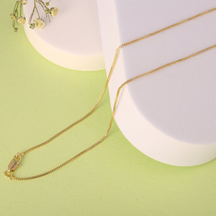 Collar De Cadena De Cuerda Geométrico Cuadrado Chapado En Oro De 14K