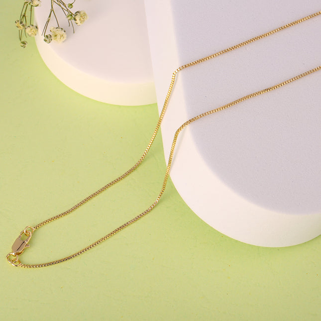 Collar De Cadena De Cuerda Geométrico Cuadrado Chapado En Oro De 14K