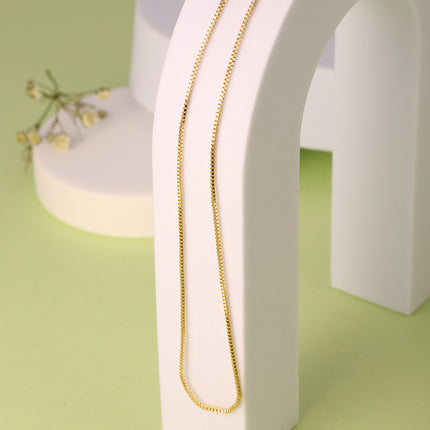 Collar De Cadena De Cuerda Geométrico Cuadrado Chapado En Oro De 14K
