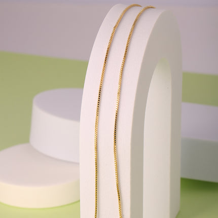 Collar De Cadena De Cuerda Geométrico Cuadrado Chapado En Oro De 14K