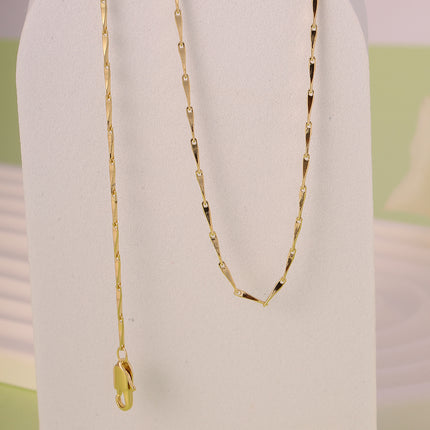Collar Minimalista Con Cadena Irregular Cobre Chapada En Oro De 14K