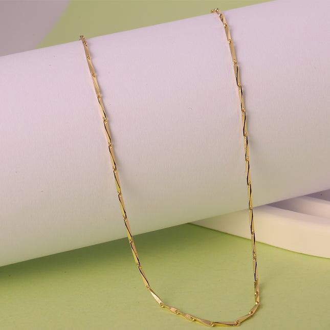 Collar Minimalista Con Cadena Irregular Cobre Chapada En Oro De 14K