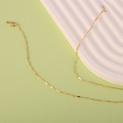 Collar Minimalista Con Cadena Irregular Cobre Chapada En Oro De 14K