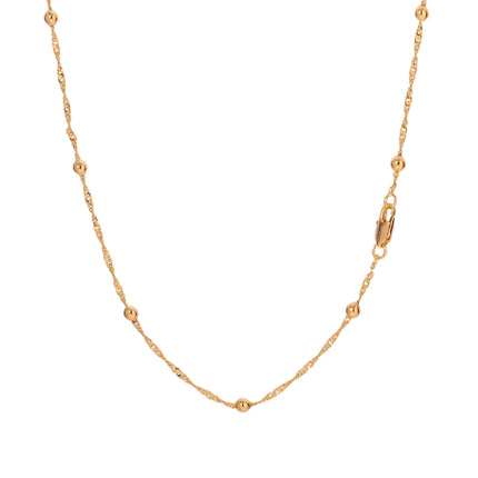 Collar Con Bolitas Chapado En Oro De 14K, Cadena Elegante Y Sencillo