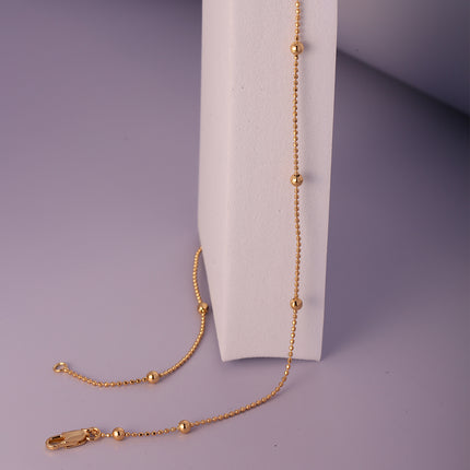 Collar De Cadena De Cuentas Pequeñas En 14K Con Detalles De Cuentas Grandes
