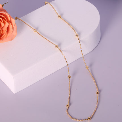 Collar De Cadena De Cuentas Pequeñas En 14K Con Detalles De Cuentas Grandes
