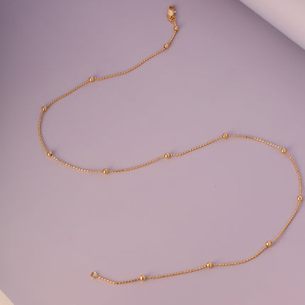 Collar De Cadena De Cuentas Pequeñas En 14K Con Detalles De Cuentas Grandes