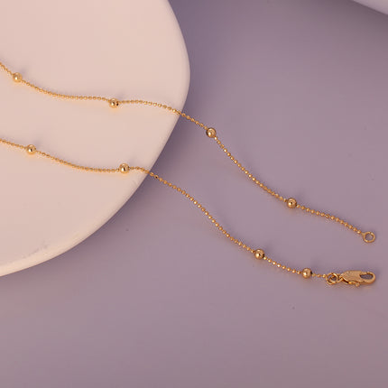 Collar De Cadena De Cuentas Pequeñas En 14K Con Detalles De Cuentas Grandes