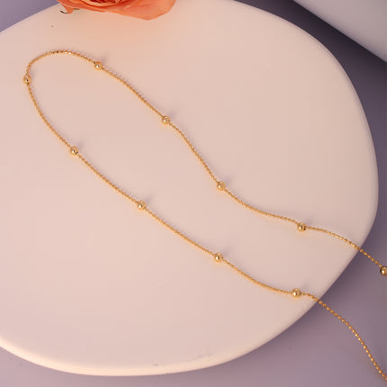 Collar De Cadena De Cuentas Pequeñas En 14K Con Detalles De Cuentas Grandes