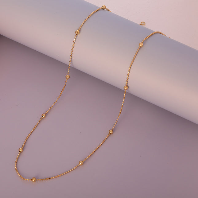 Collar De Cadena De Cuentas Pequeñas En 14K Con Detalles De Cuentas Grandes