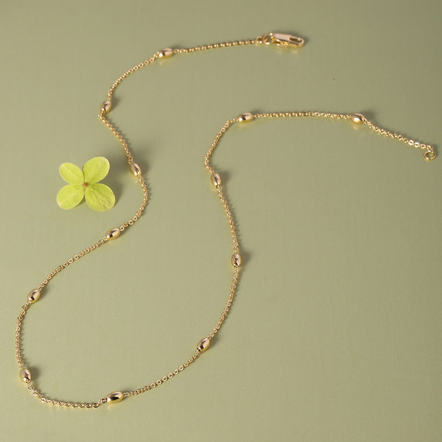 Collar De Clavícula Con Cadena Forma De O Oro en 14K Cadena Estilo Simple