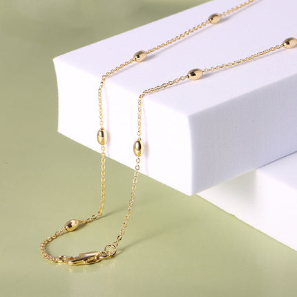 Collar De Clavícula Con Cadena Forma De O Oro en 14K Cadena Estilo Simple