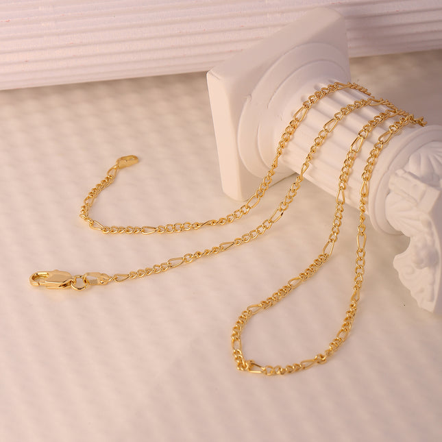 Collar Chapado En Oro 14K Simple De Clavícula Con Eslabones Redondos