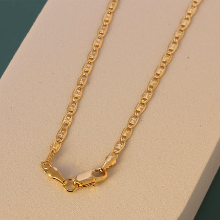 Collar Geométrico Cadena De Clavícula Chapado En Oro 14K Diseño Moderno