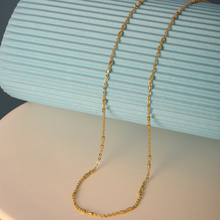 Collar Oro De 14K Cadena Con Cierre De Anillo Adornado Con Cilindros