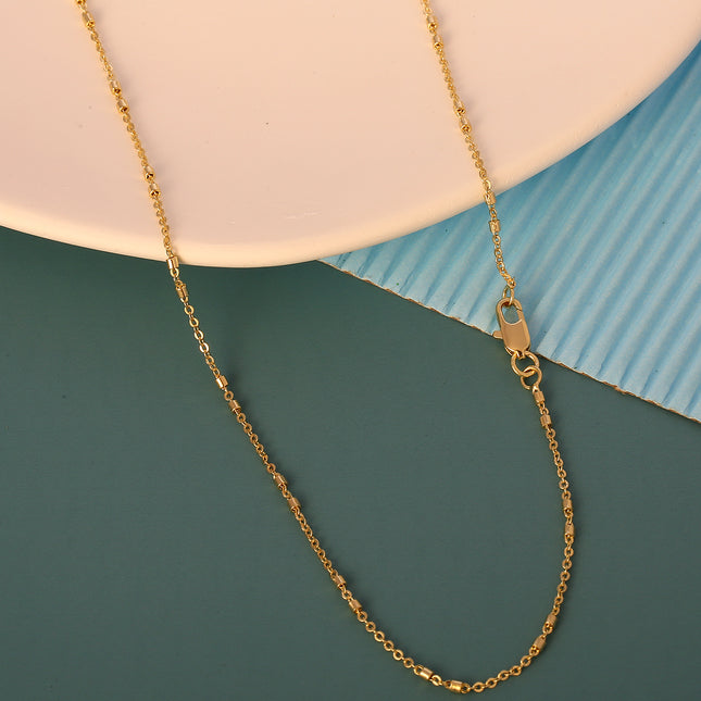Collar Oro De 14K Cadena Con Cierre De Anillo Adornado Con Cilindros