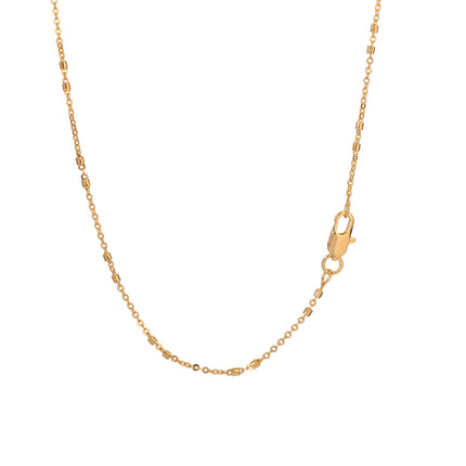 Collar Oro De 14K Cadena Con Cierre De Anillo Adornado Con Cilindros