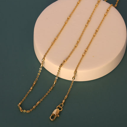 Collar Oro De 14K Cadena Con Cierre De Anillo Adornado Con Cilindros
