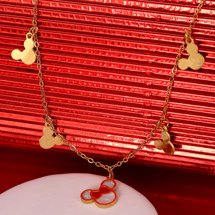 Collar Con Colgante De Cabeza De Minnie y De Mickey, Estilo Adorable
