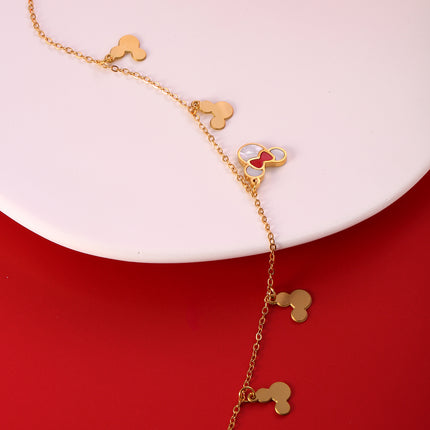 Collar Con Colgante De Cabeza De Minnie y De Mickey, Estilo Adorable