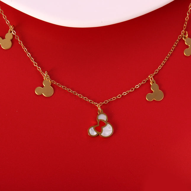 Collar Con Colgante De Cabeza De Minnie y De Mickey, Estilo Adorable