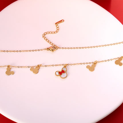 Collar Con Colgante De Cabeza De Minnie y De Mickey, Estilo Adorable