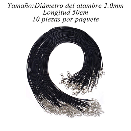 Cuerda De Cera Para Collares De 50cm, 1.5mm/2mm, Pack De 10, DIY Joyería