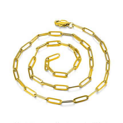 Collar Cadena De Acero Inoxidable De 45cm, Estilo Hip-Hop, Oro Y Acero, DIY