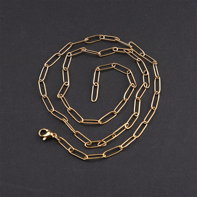 Collar Cadena De Acero Inoxidable De 45cm, Estilo Hip-Hop, Oro Y Acero, DIY