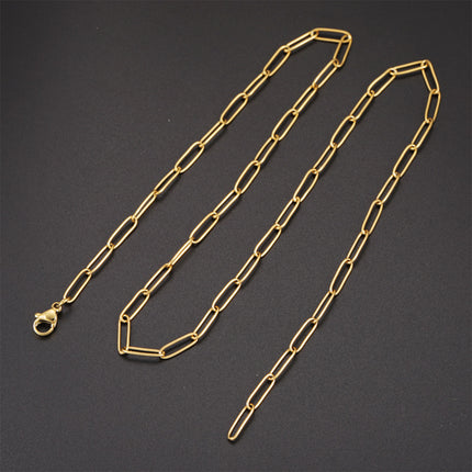 Collar Cadena De Acero Inoxidable De 45cm, Estilo Hip-Hop, Oro Y Acero, DIY
