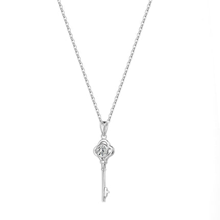 Collar Con Diseño Elegante Y Moderno De Llave De Amor Moissanita Y Plata 925